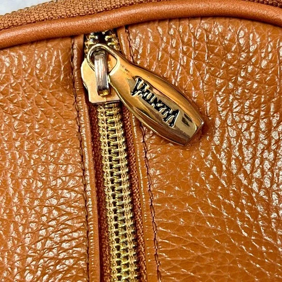 Valentina Leather Triple Entry Crossbody Purse Bag Mad in Italy Camel Color - Picture 4 of 11